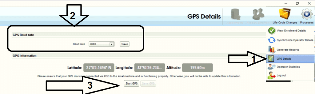 How to use GPS devices in UCL Aadhaar software.