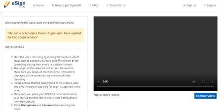 Record or capture video for CSC eSign.