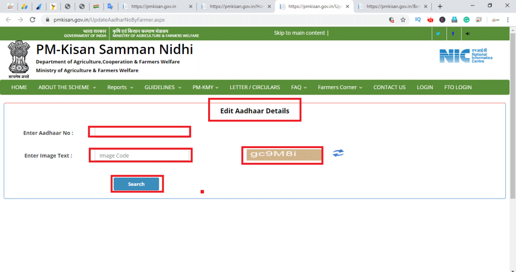 PM Kisan Online corrections