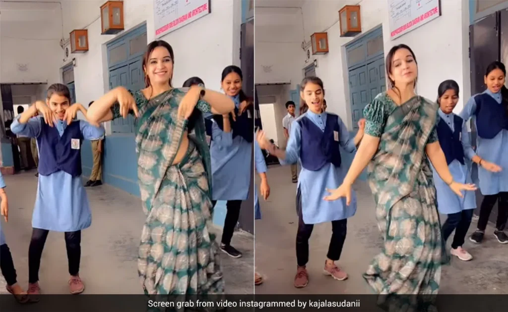 Students did a tremendous dance with the teacher on the song Gulabi Sharara
