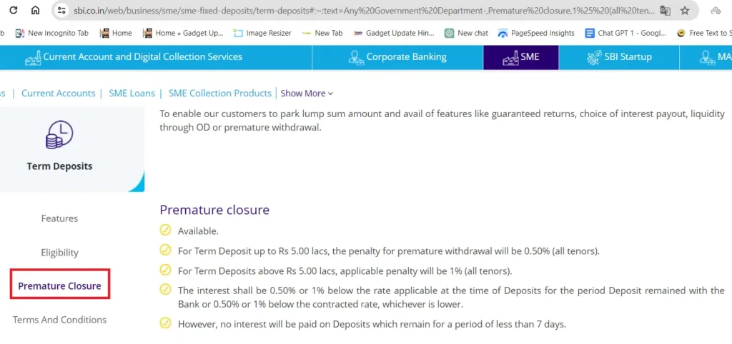 sbi fd premature withdrawal penalty
