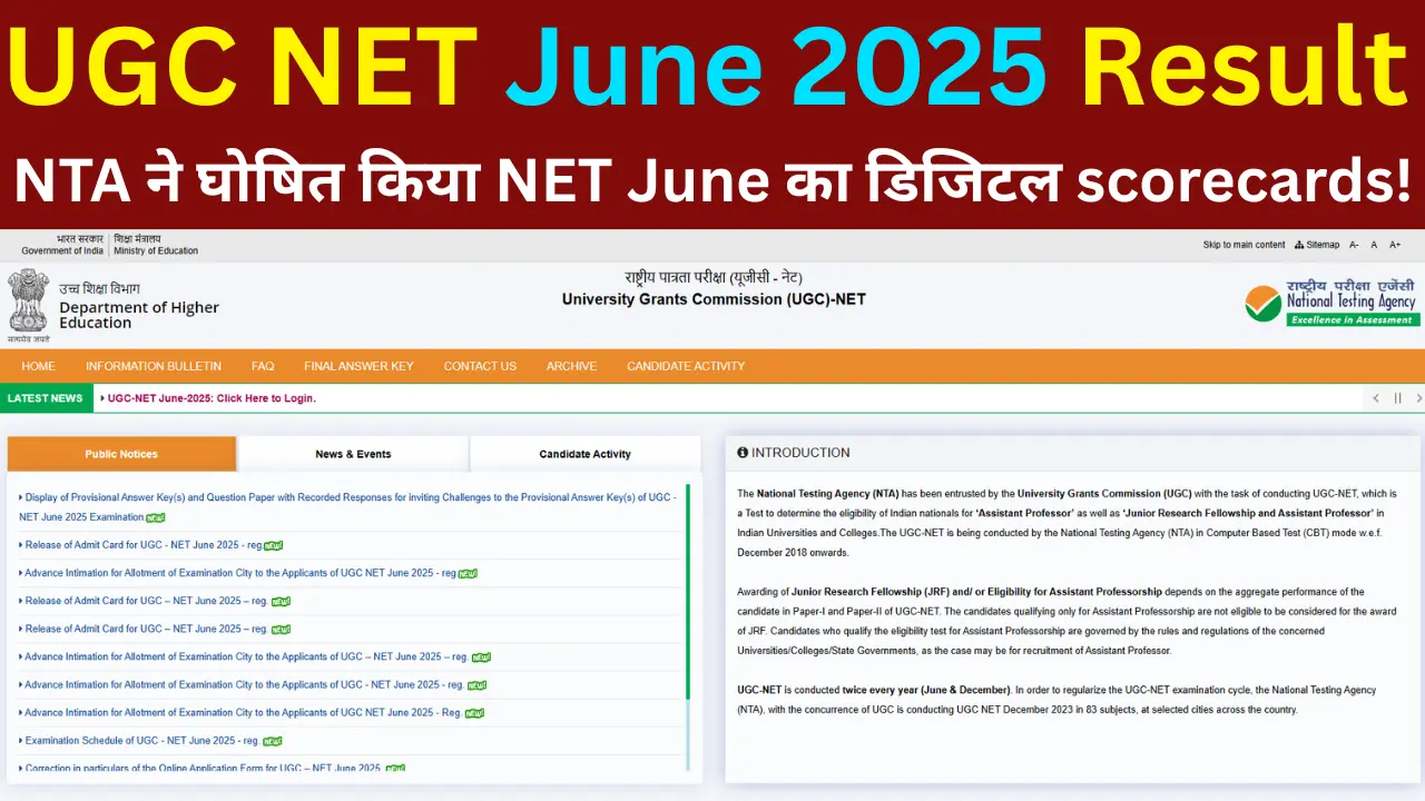UGC NET June 2025 Result Links Active